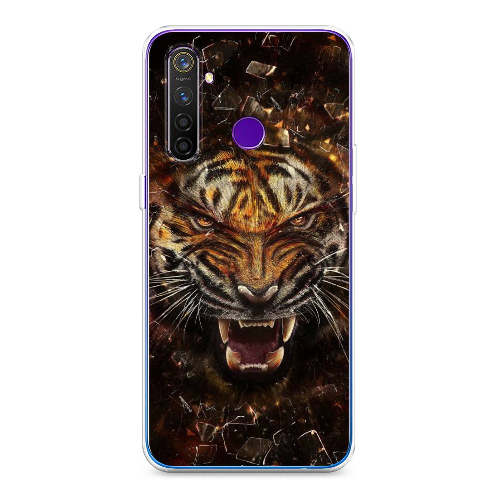 

Чехол на Realme 5 Pro "Тигр осколки", Оранжевый;серый;черный, 251650-1