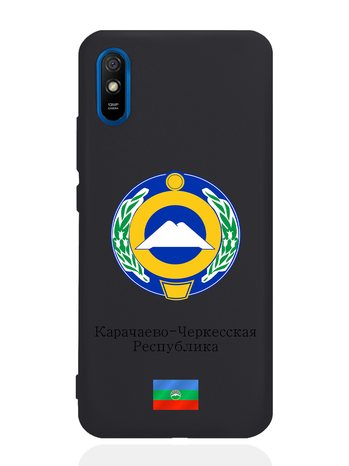 

Чехол SignumCase для Xiaomi Redmi 9A Герб Карачаево-Черкесской Республики черный, Разноцветный