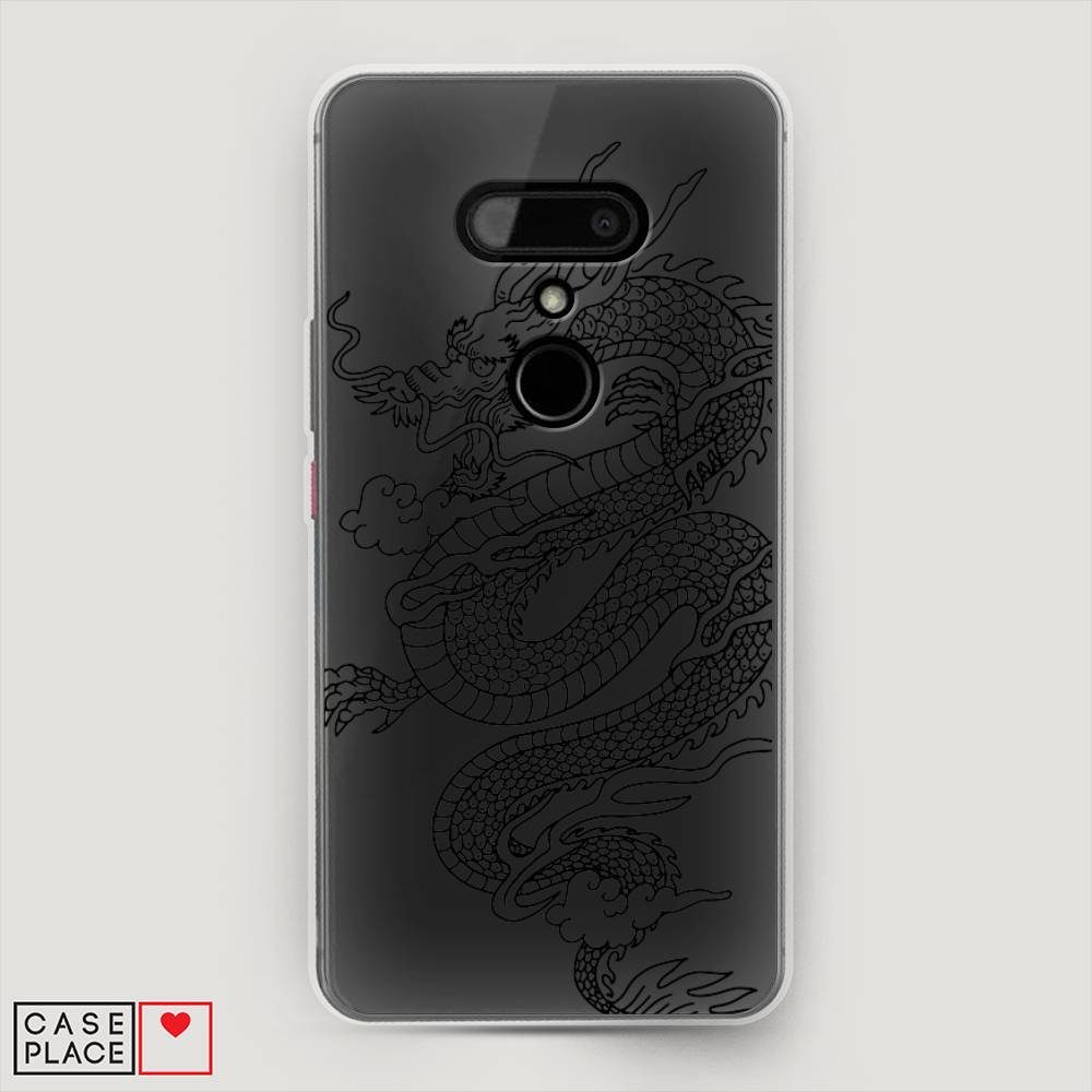 

Чехол на HTC U12 "Большой китайский дракон", Черный;серый, 102050-1