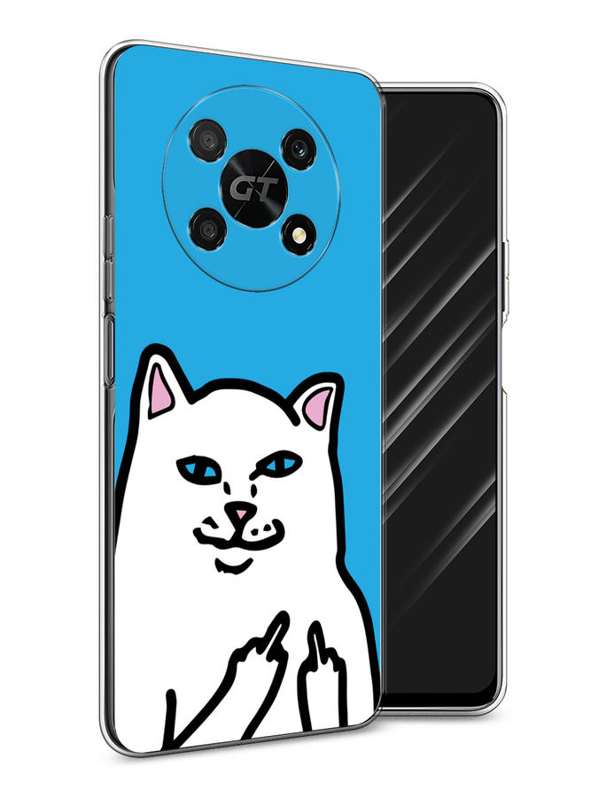 

Чехол Awog на Honor X40 GT "Кот жесть", Белый;голубой;черный, 6120150-9