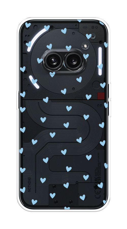 

Чехол на Nothing Phone 2a "Голубые сердечки паттерн", Голубой;прозрачный, 3300350-1