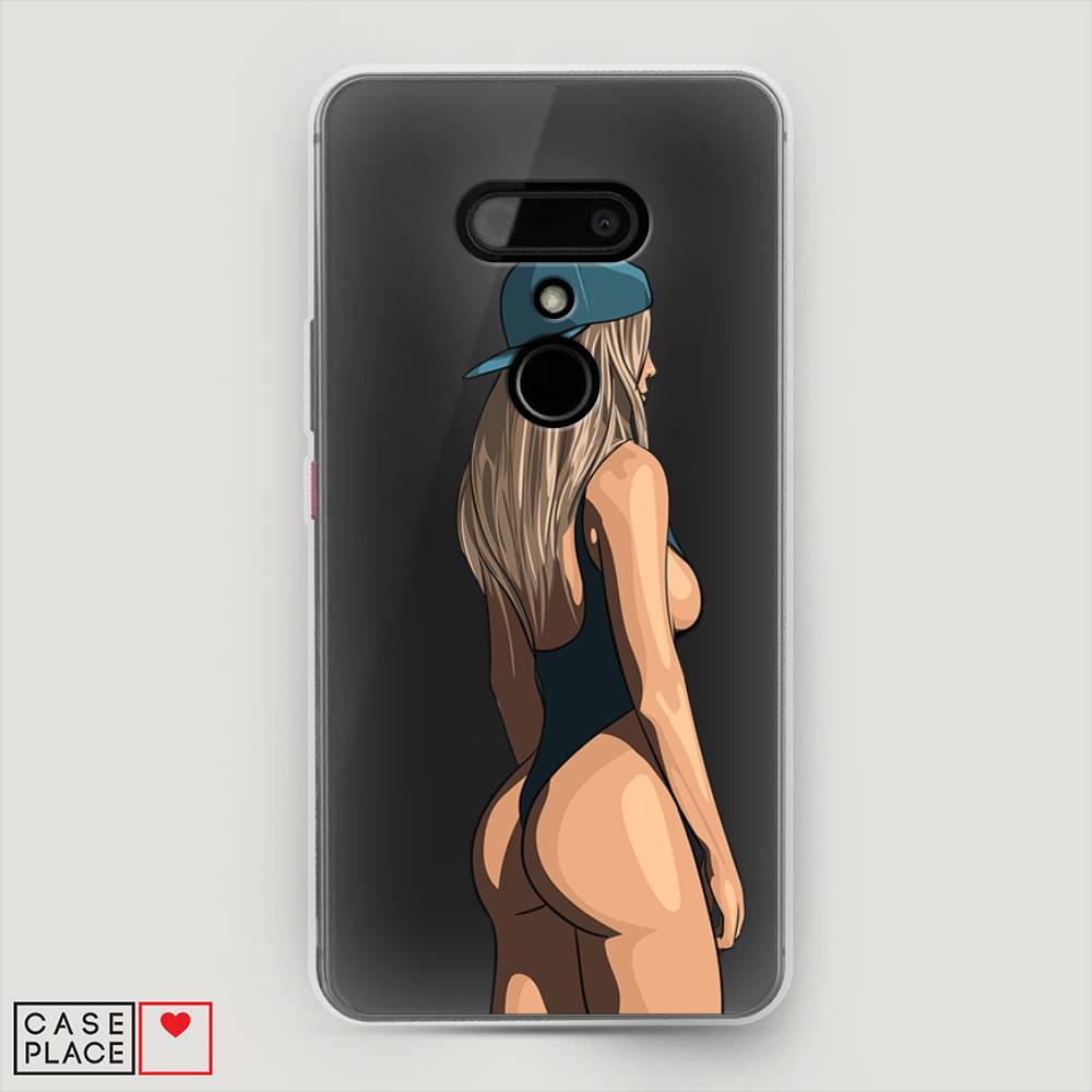 

Чехол на HTC U12 "Девушка в черном купальнике", Зеленый;бежевый;черный, 102050-6