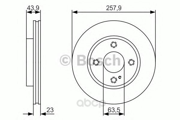 

Тормозной диск Bosch передний для Ford Fiesta IV 2008- d=63.5mm 0986479S38