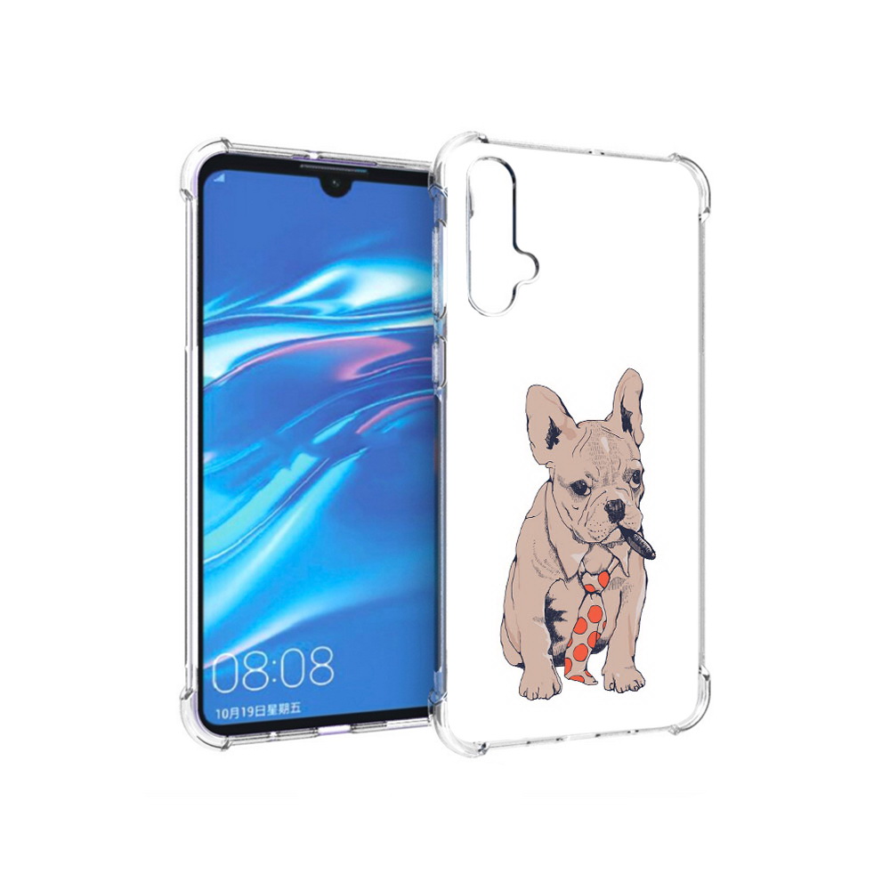 

Чехол MyPads Tocco для Huawei Nova 5 бульдог с сигарой, Прозрачный, Tocco
