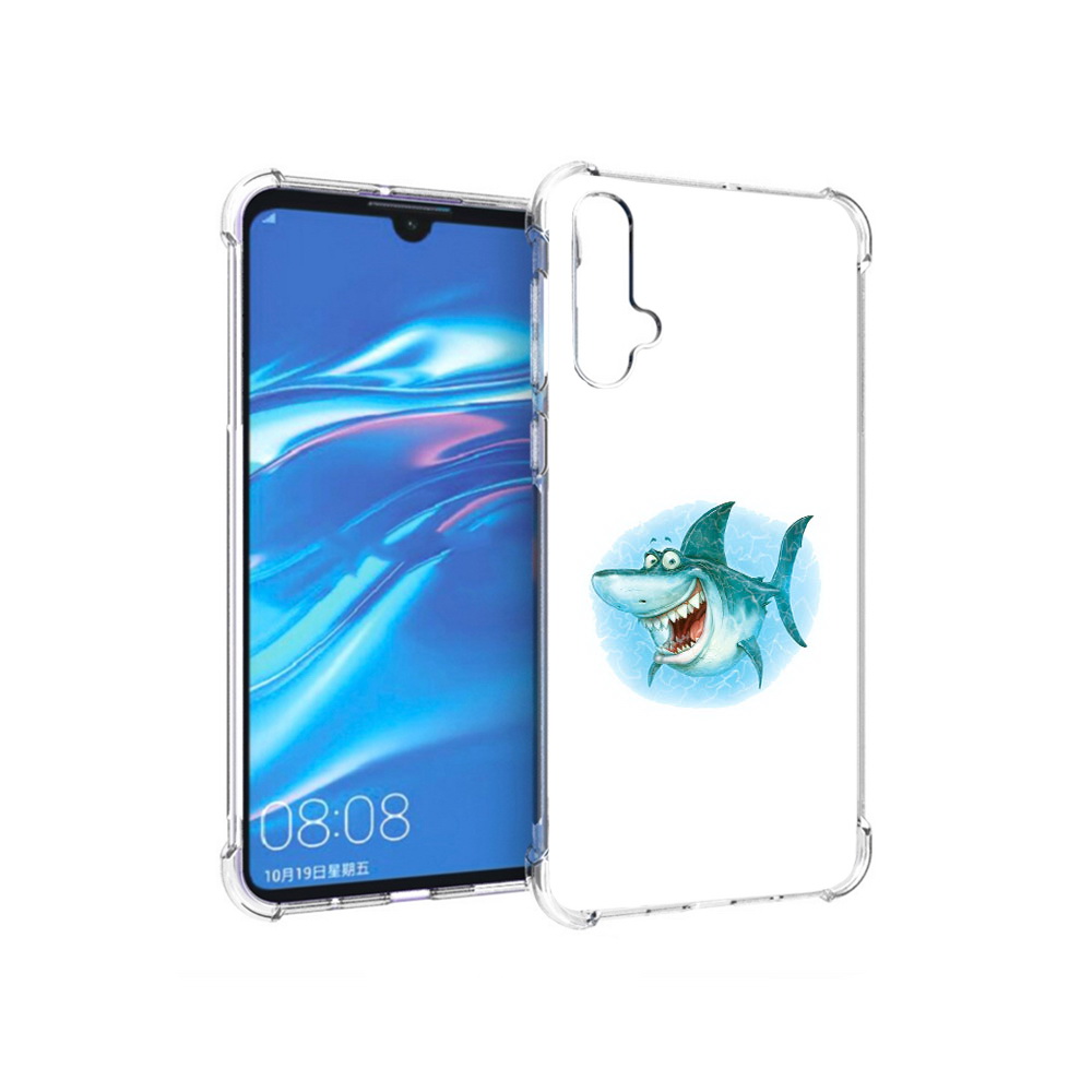 

Чехол MyPads Tocco для Huawei Nova 5 веселая акула, Прозрачный, Tocco