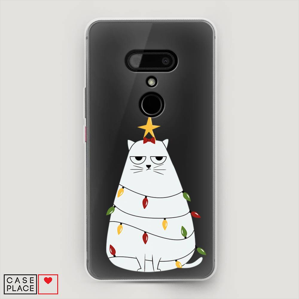 

Чехол на HTC U12 "Котик в гирлянде", Белый;красный;желтый, 102050-1