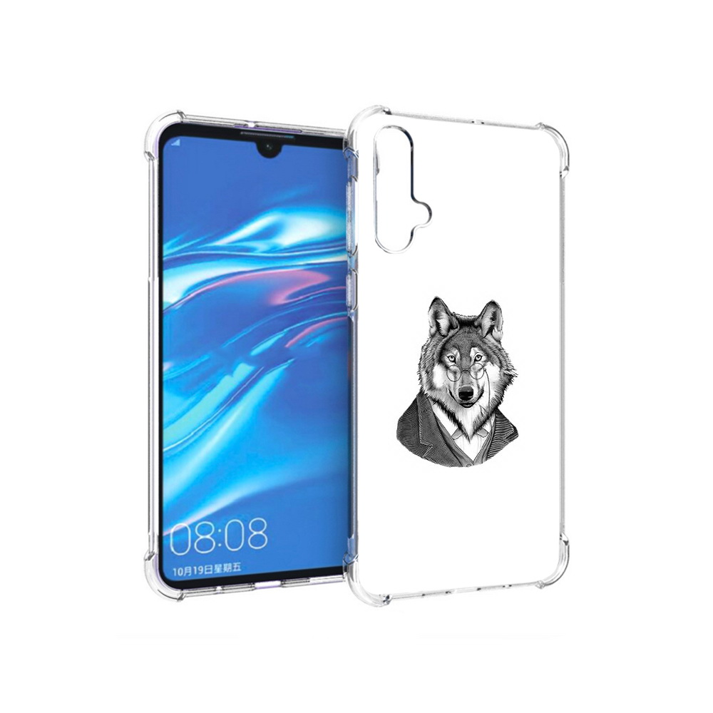 Чехол MyPads Tocco для Huawei Nova 5 волк в пиджаке