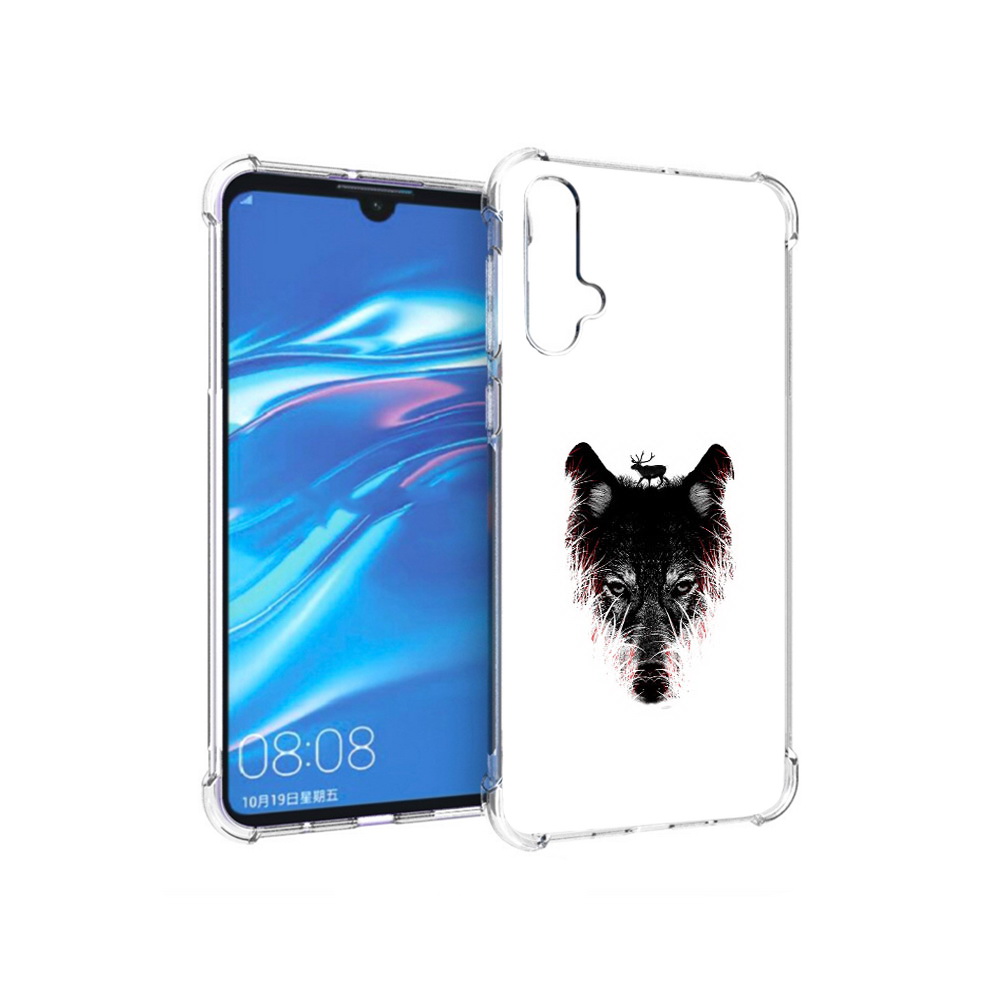 Чехол MyPads Tocco для Huawei Nova 5 с изображением волка в траве.