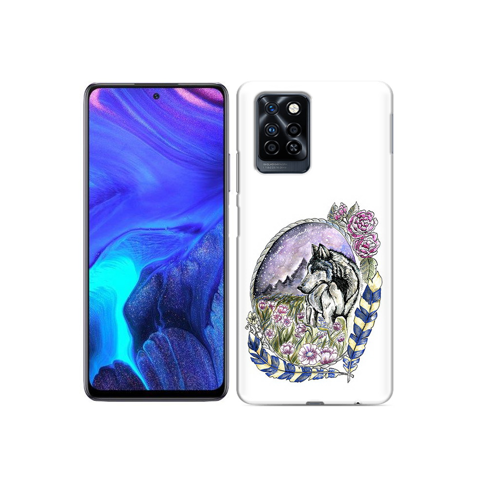 

Чехол MyPads Tocco для Infinix Note 10 Pro нарисованный волк в цветах с перьями, Прозрачный, Tocco