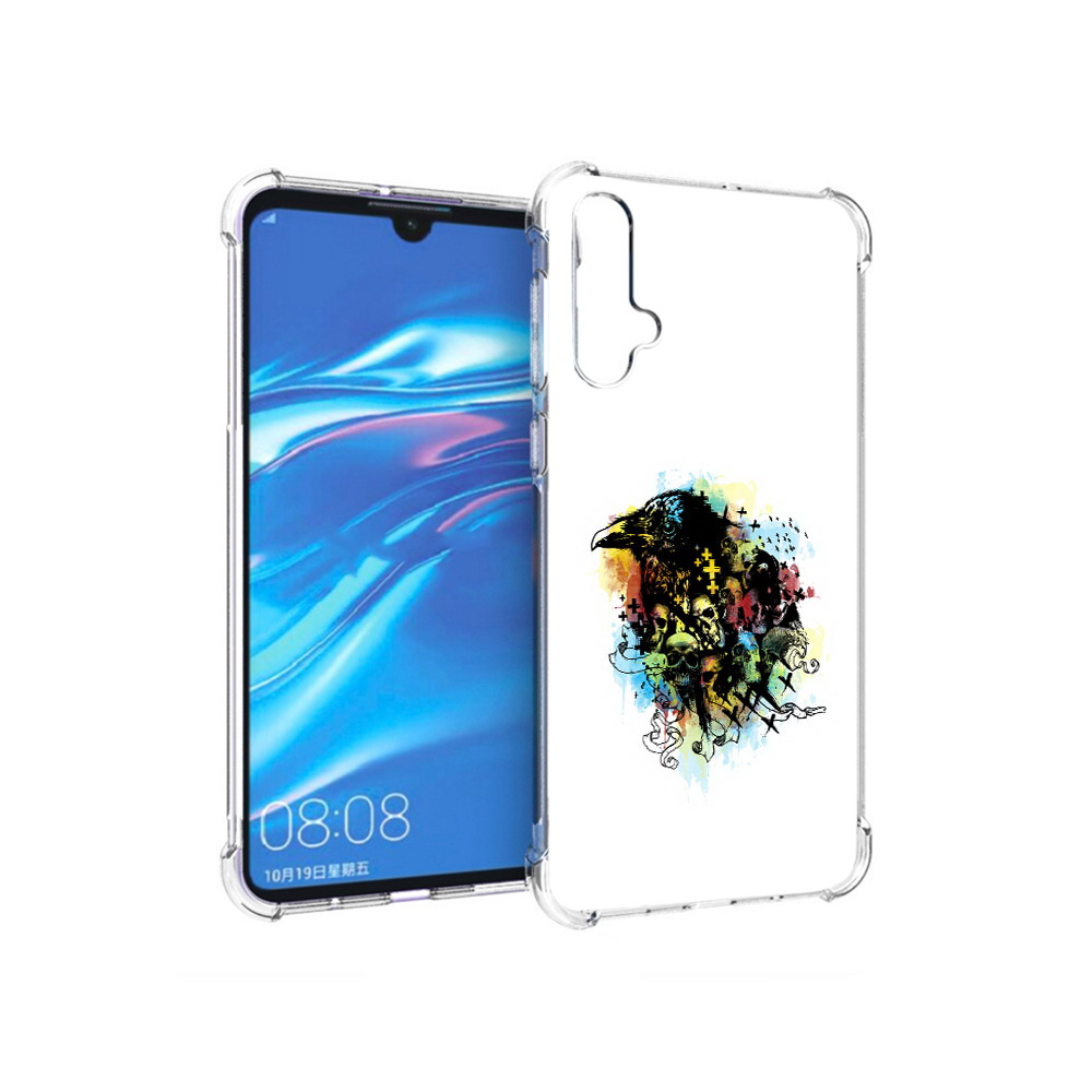 

Чехол MyPads Tocco для Huawei Nova 5 ворон и черепа, Прозрачный, Tocco