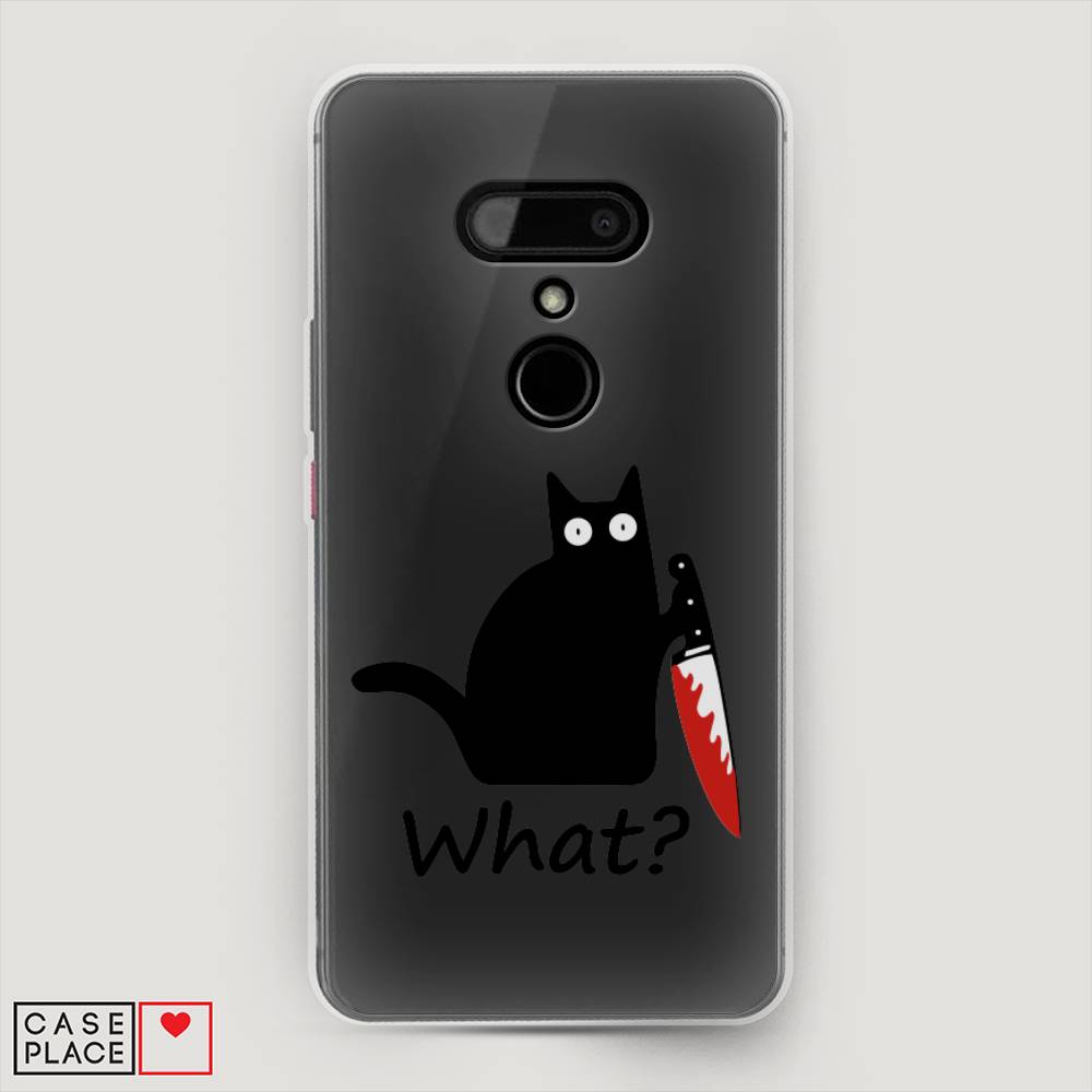 

Чехол на HTC U12 "Котик с ножом", Черный;красный, 102050-6