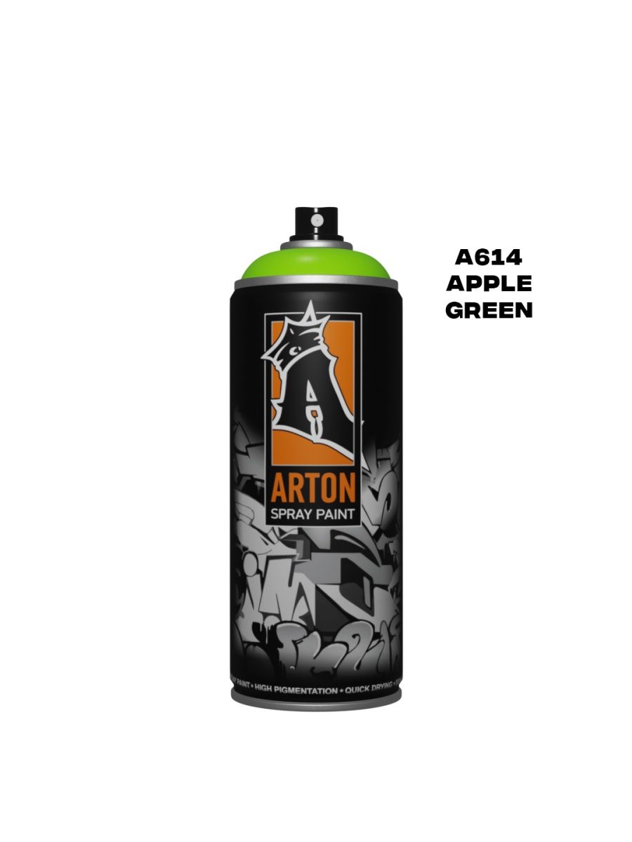 Аэрозольная краска Arton A614 Apple Green 520 мл зеленая основа под макияж маскирующ покраснения anti red зеленая