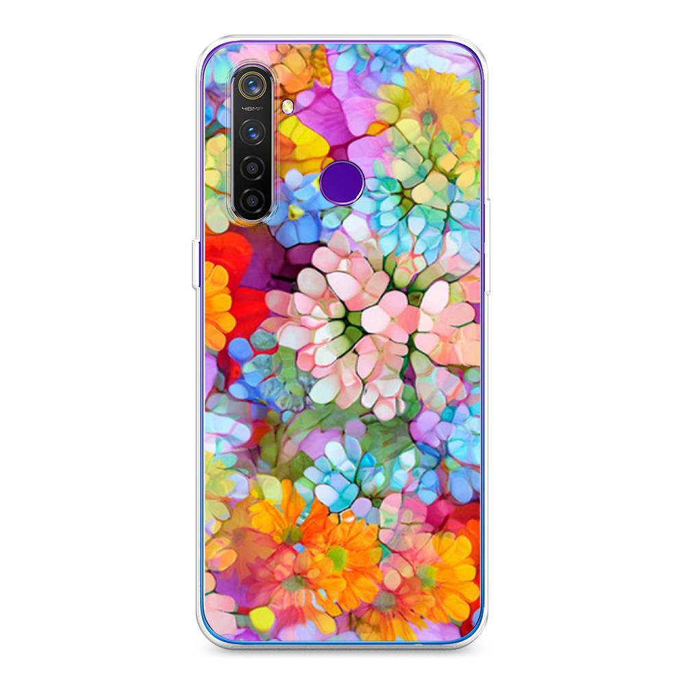 

Чехол на Realme 5 Pro "Цветы витраж", Оранжевый;розовый;голубой, 251650-3