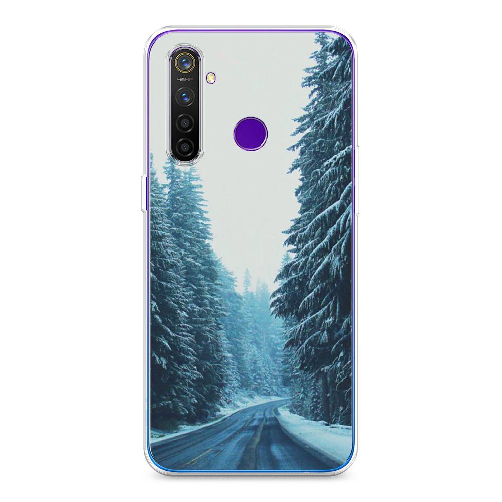 

Чехол на Realme 5 Pro "Зима 9", Бежевый;голубой;черный, 251650-2