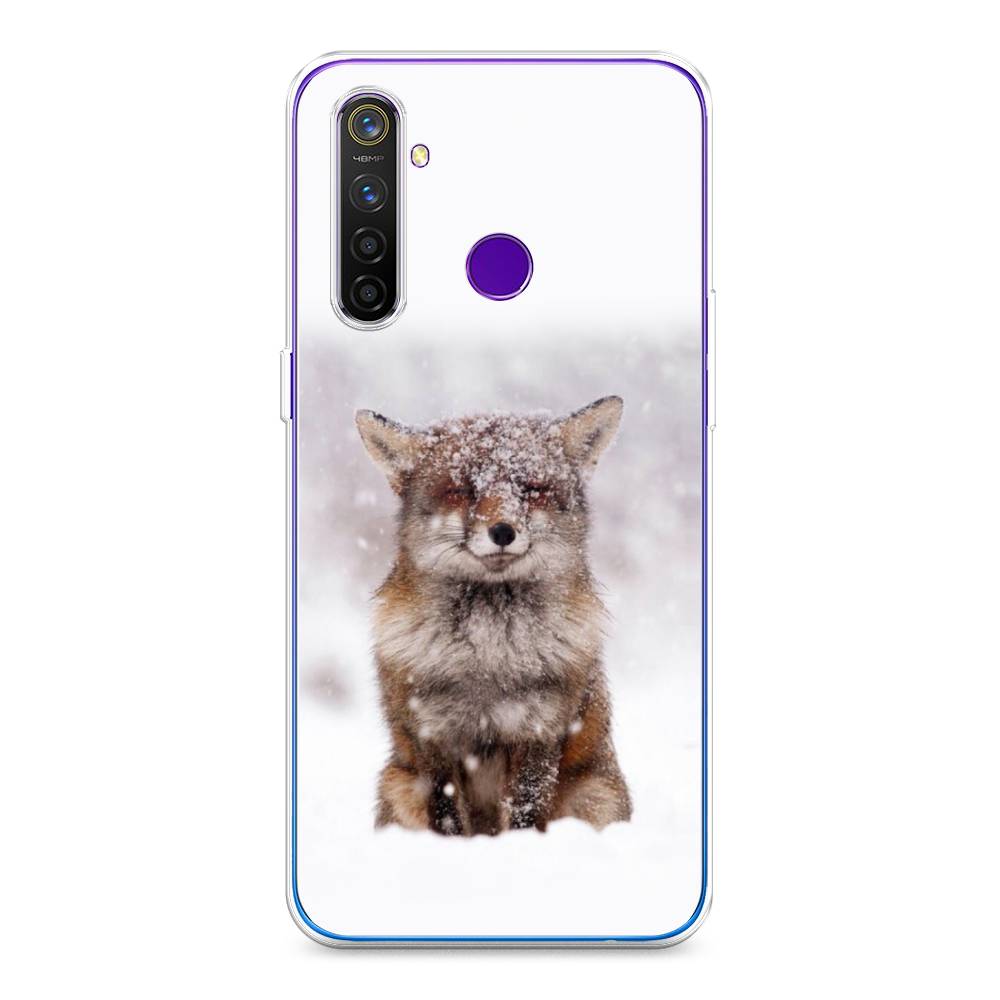 

Чехол на Realme 5 Pro "Зимняя лиса", Белый;серый;коричневый, 251650-1