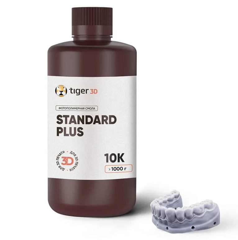 

Фотополимерный смола Tiger 3D Standard Plus Resin 10K серый 1 кг, Standard Plus Resin 10K