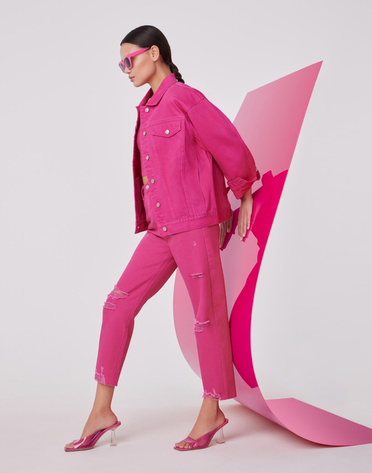 Джинсовая куртка женская Gloria Jeans GJC005946 розовая XS