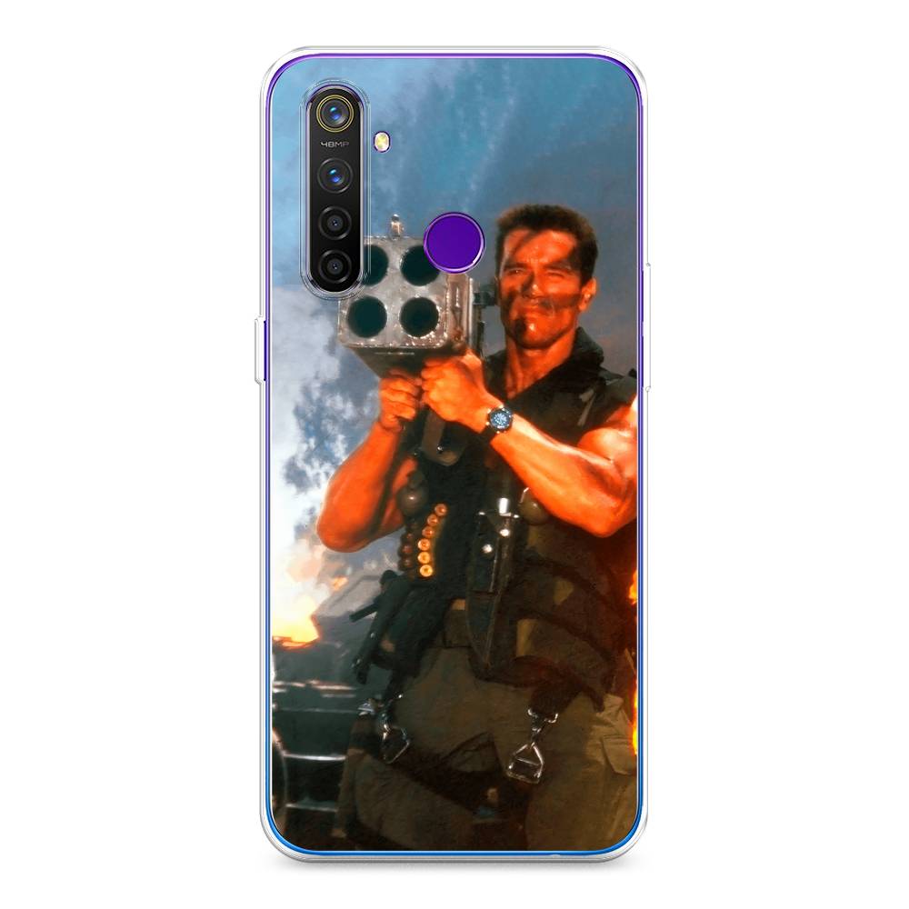 

Чехол на Realme 5 Pro "Арнольд Шварцнеггер с базукой", Голубой;коричневый, 251650-6