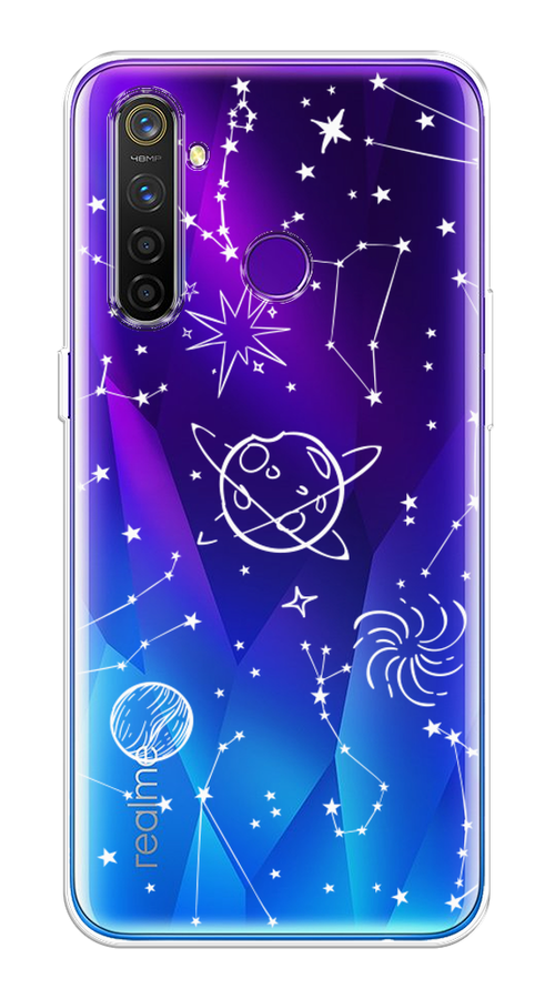 

Чехол на Realme 5 Pro "Планеты в космосе", Белый, 251650-2