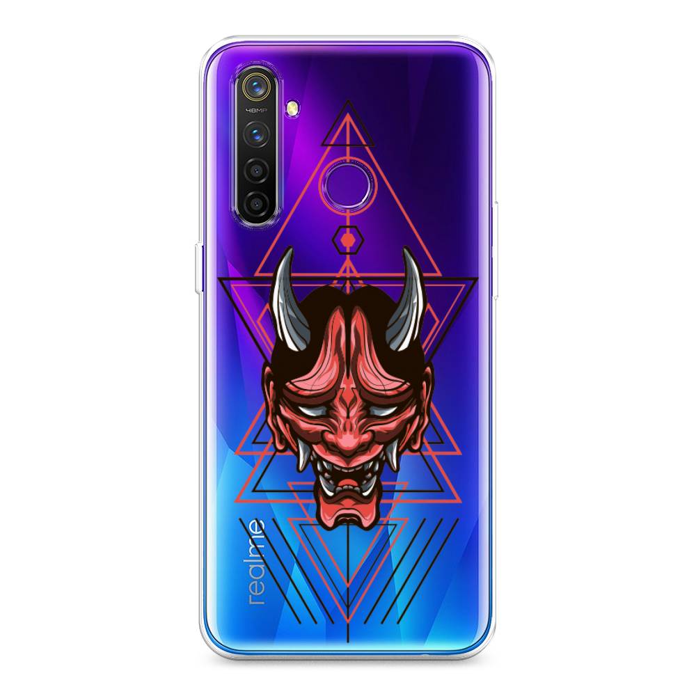 

Чехол на Realme 5 Pro "Hanya Oni mask", Серый;красный;черный, 251650-4