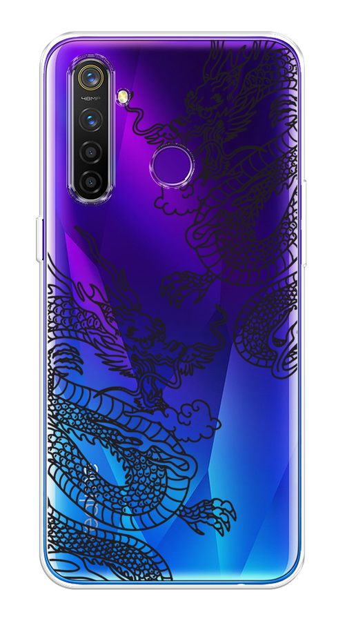 

Чехол на Realme 5 Pro "Два китайских дракона", Серый;черный, 251650-1