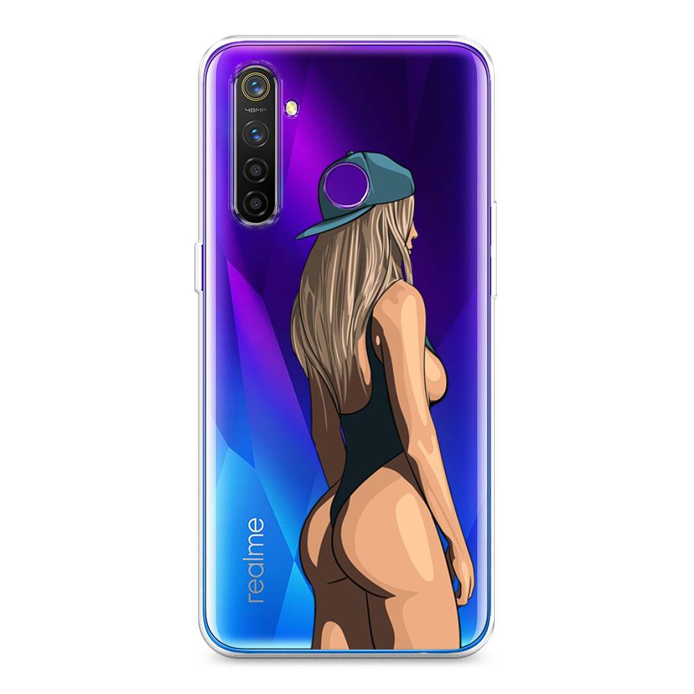 

Чехол на Realme 5 Pro "Девушка в черном купальнике", Зеленый;бежевый;черный, 251650-6