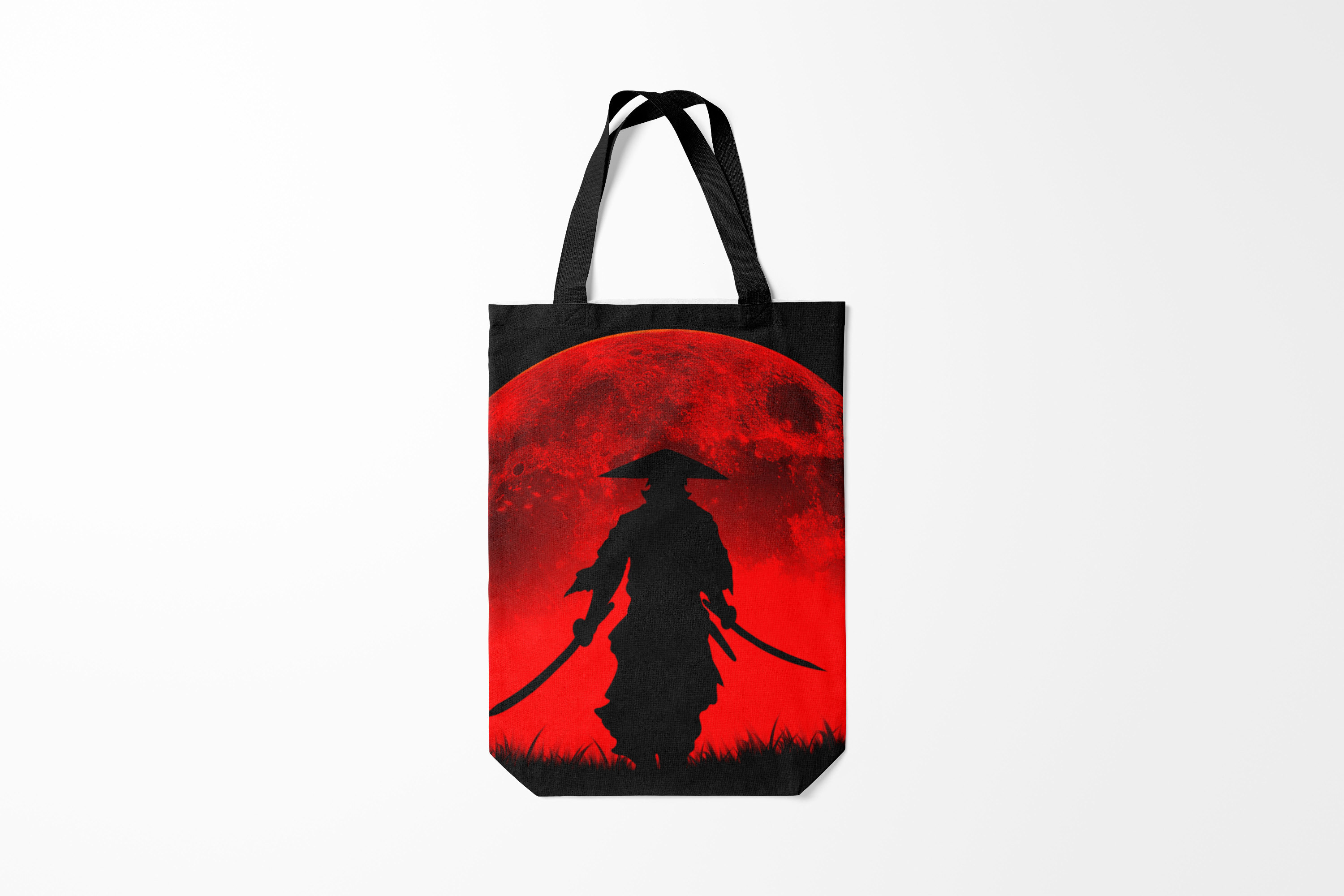 

Сумка шoппер унисекс Burnettie Самурай кровавой луны, черный, Самурай кровавой луны