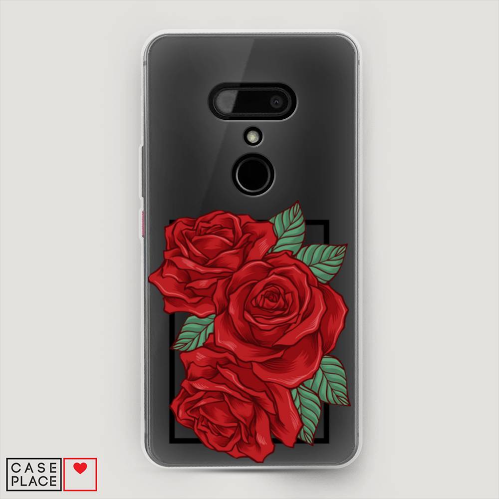 

Чехол на HTC U12 "Три алые розы", Красный, 102050-2
