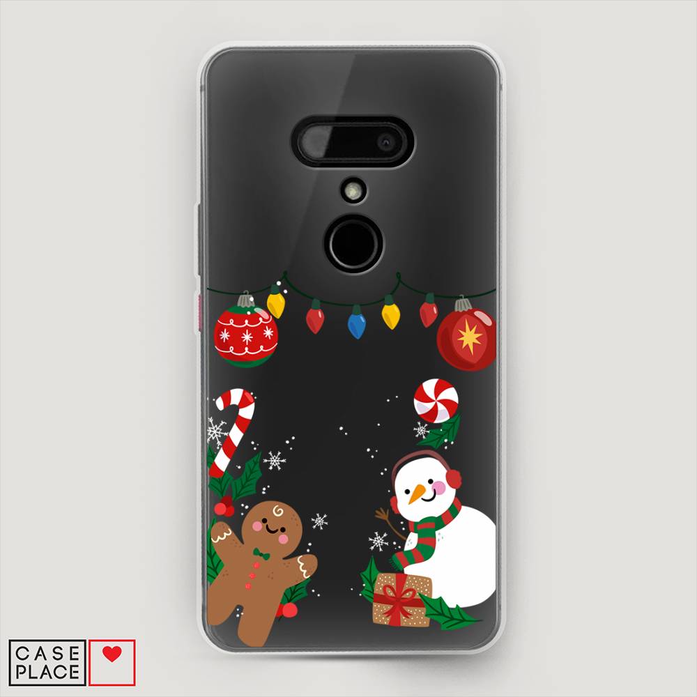 

Чехол на HTC U12 "Новогоднее настроение", Коричневый;красный;зеленый, 102050-5