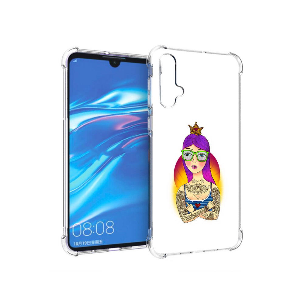 

Чехол MyPads Tocco для Huawei Nova 5 девушка в татуировках с короной, Прозрачный, Tocco