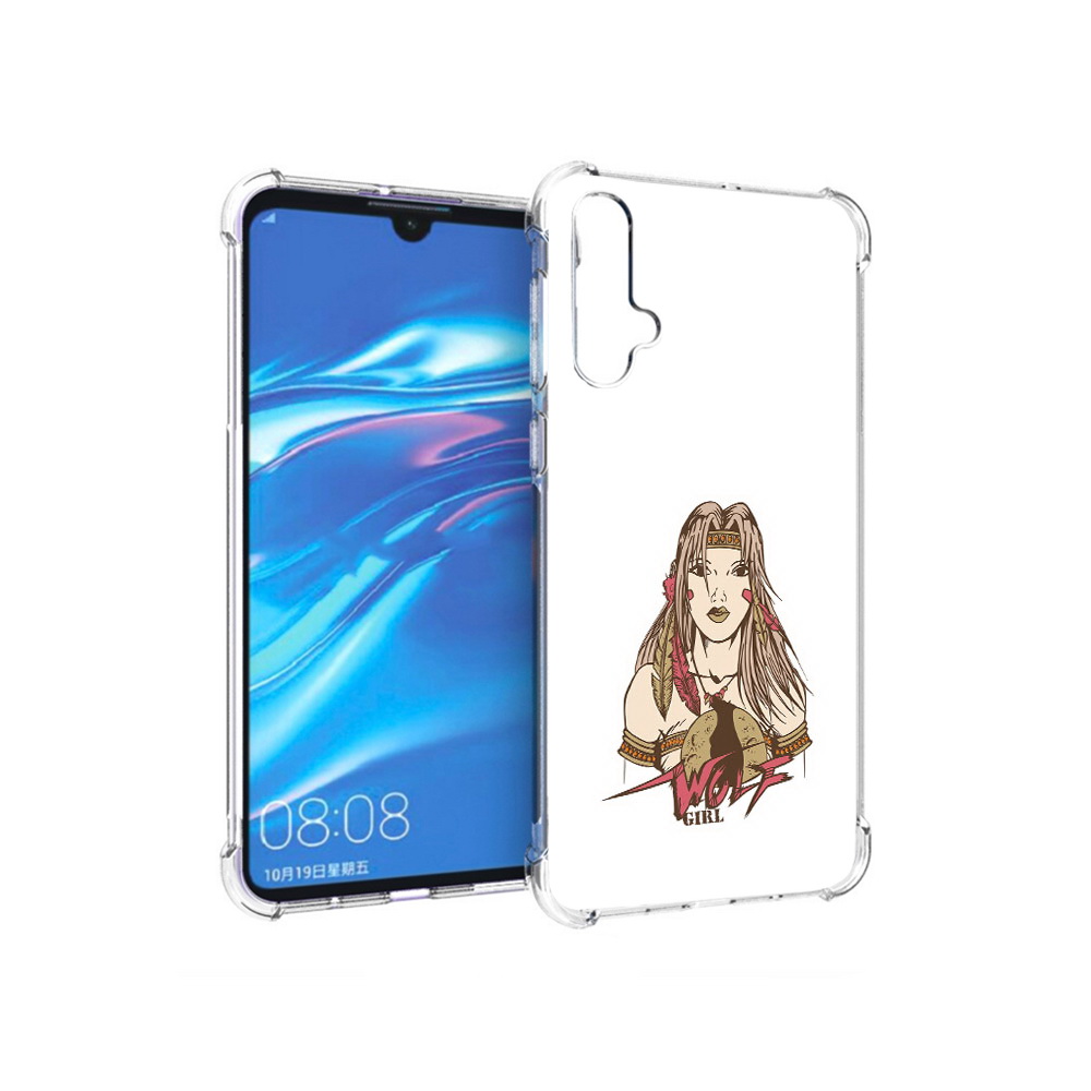 

Чехол MyPads Tocco для Huawei Nova 5 девушка волк, Прозрачный, Tocco