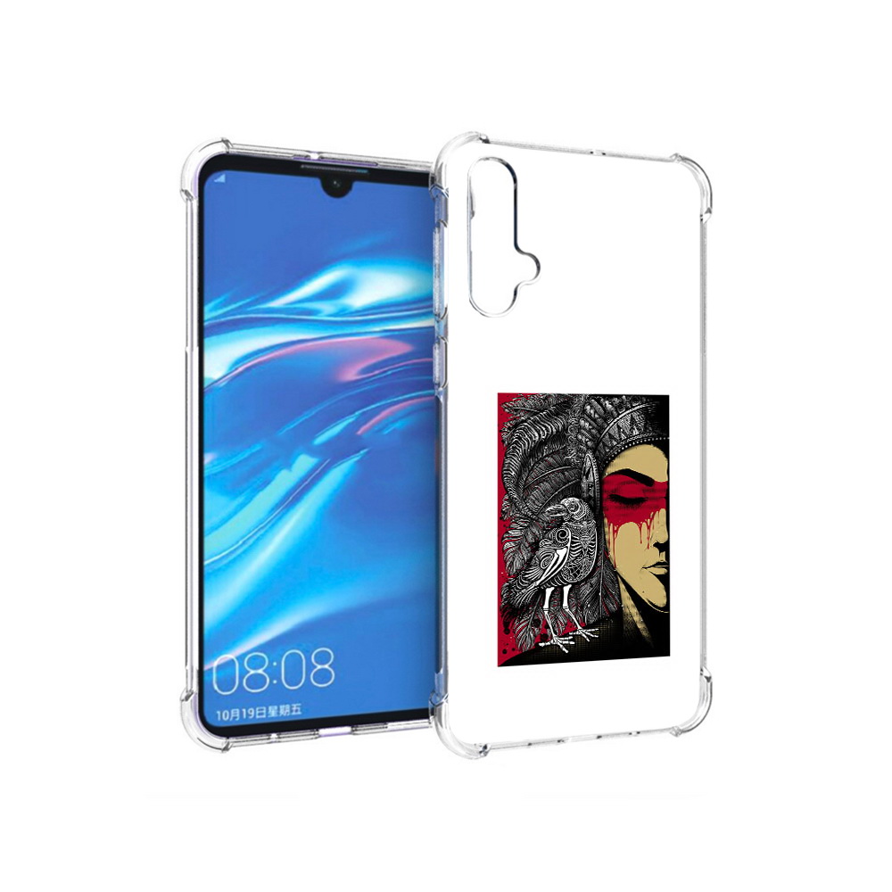 

Чехол MyPads Tocco для Huawei Nova 5 девушка с вороном в абстракции, Прозрачный, Tocco