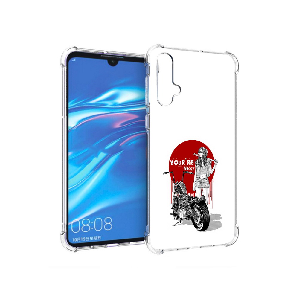 Чехол MyPads Tocco для Huawei Nova 5 девушка с мотоциклом