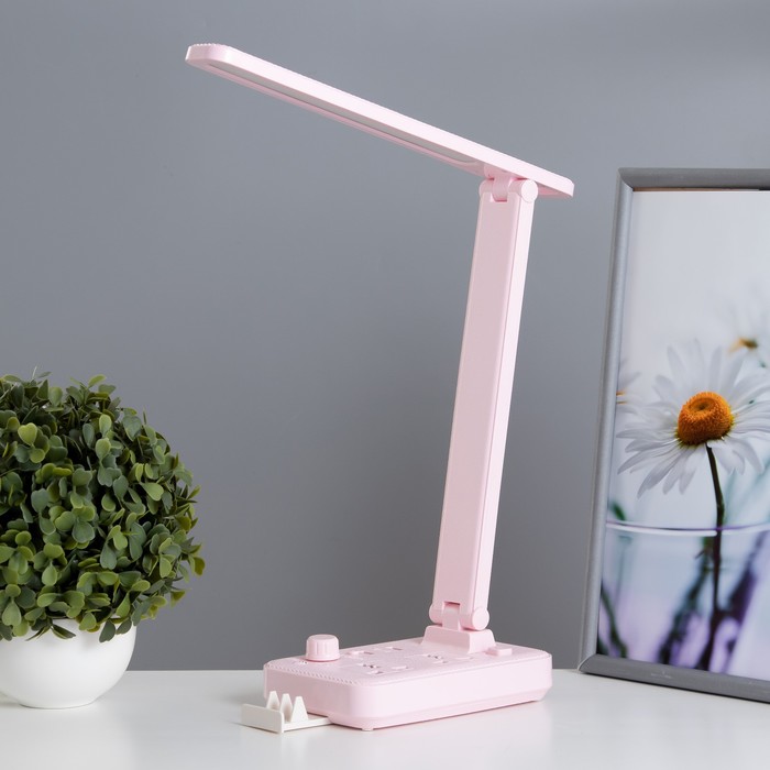 Настольная лампа Risalux Эра LED 8Вт 3000К-6000К 2 розетки 2хUSB2.0 розовый