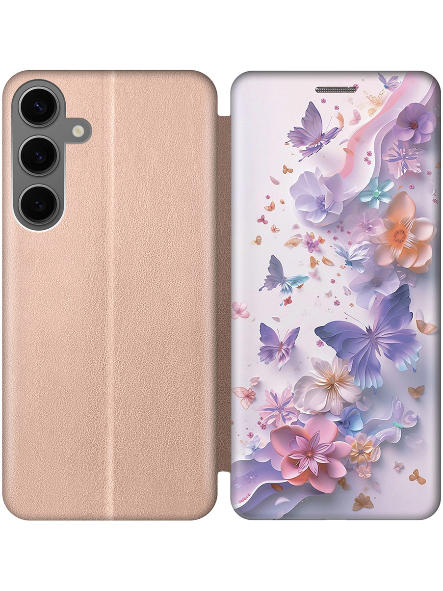 

Чехол-книжка на Samsung Galaxy S24+ с принтом золотой 873677, Золотистый;розовый;фиолетовый, 779824622