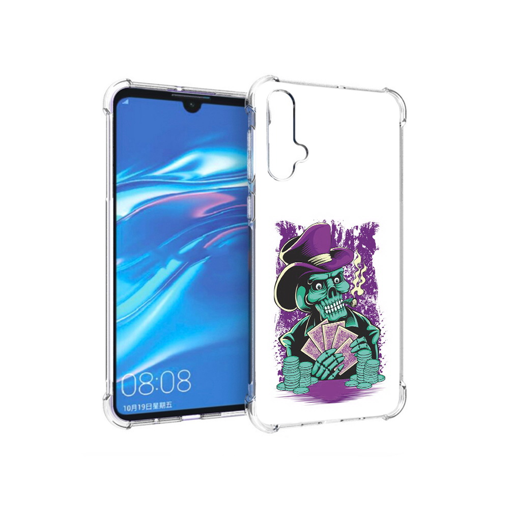 

Чехол MyPads Tocco для Huawei Nova 5 зеленый череп с картами, Прозрачный, Tocco