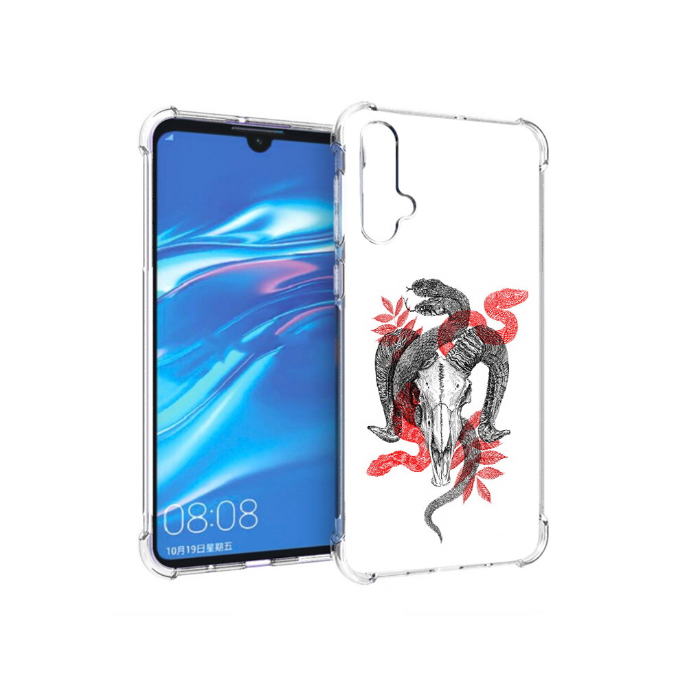 

Чехол MyPads Tocco для Huawei Nova 5 змея в черепе рисунок, Прозрачный, Tocco