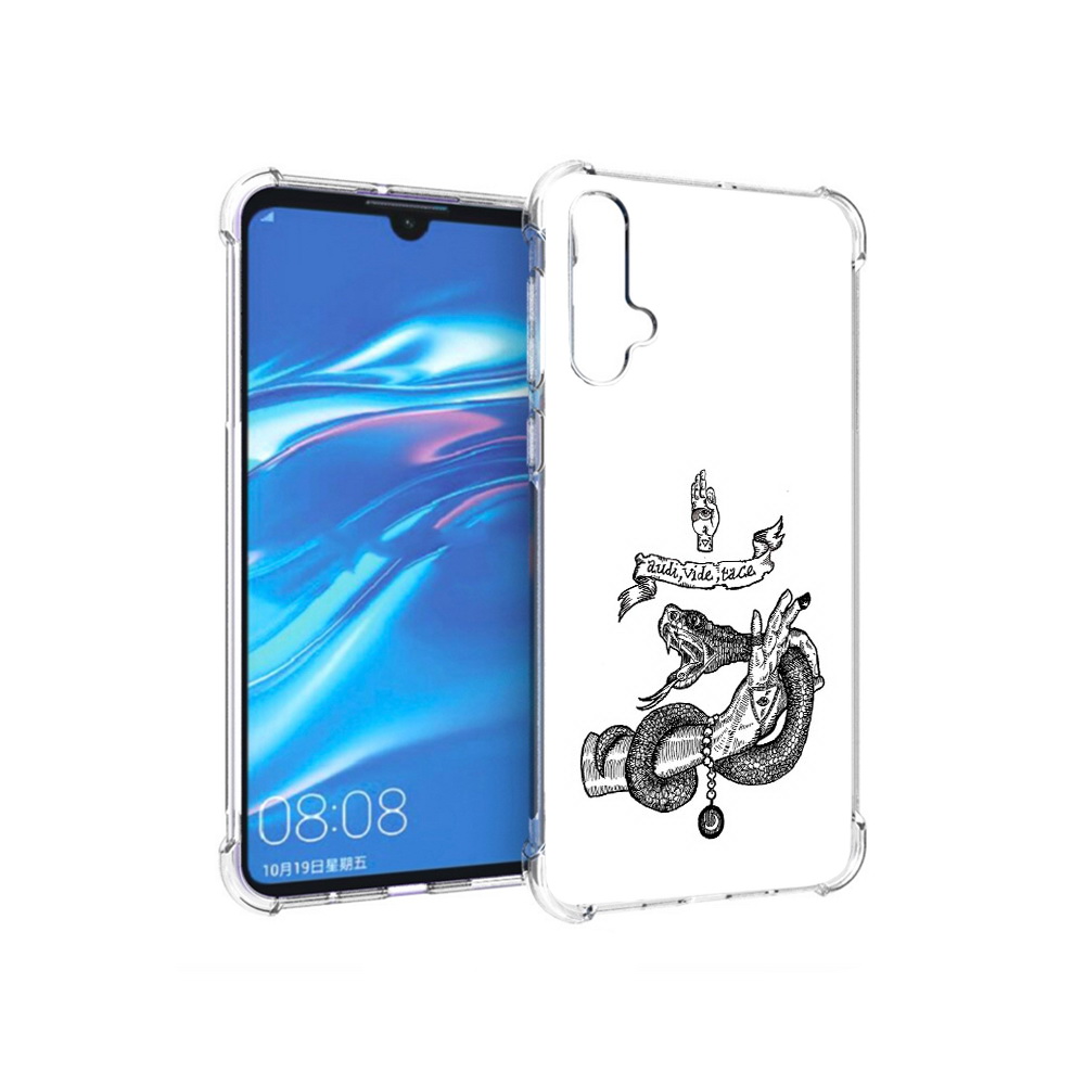 

Чехол MyPads Tocco для Huawei Nova 5 змея на руке рисунок, Прозрачный, Tocco