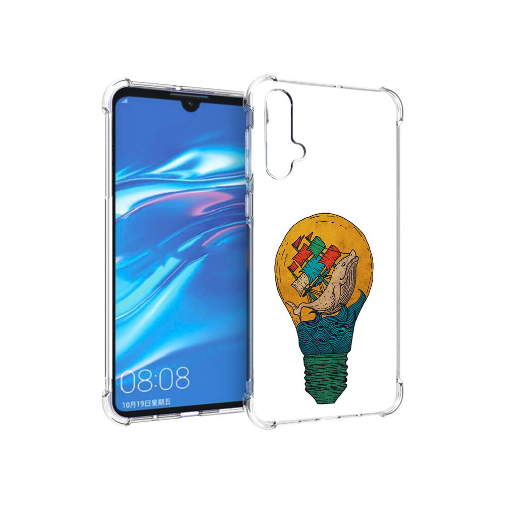 

Чехол MyPads Tocco для Huawei Nova 5 кит в лампочке с парусами, Прозрачный, Tocco