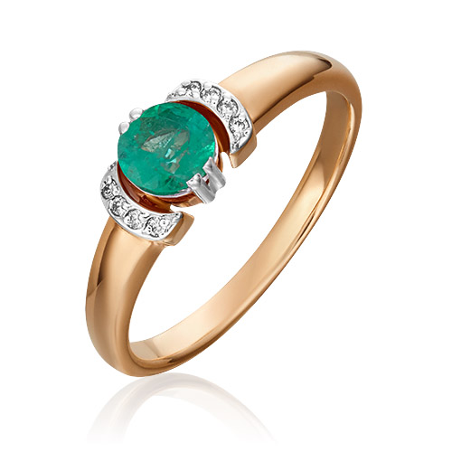 

Кольцо из золота с изумрудом/бриллиантом р. 17,5 PLATINA jewelry 01-0445-00-106-1110-30, 01-0445-00-106-1110-30