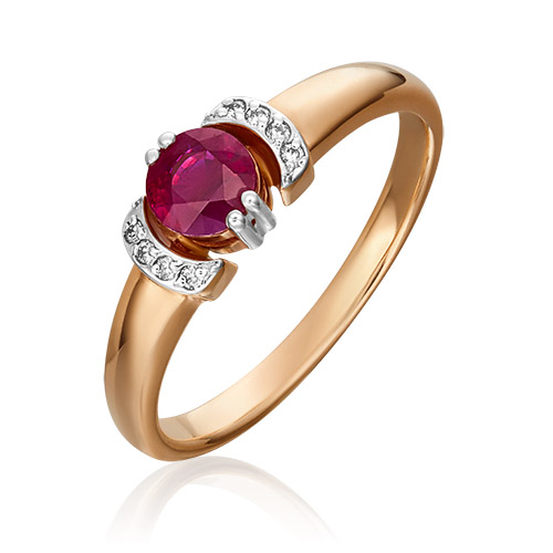 

Кольцо из золота р. 17,5 PLATINA jewelry 01-0445-00-107-1110-30, рубин\бриллиант, 01-0445-00-107-1110-30