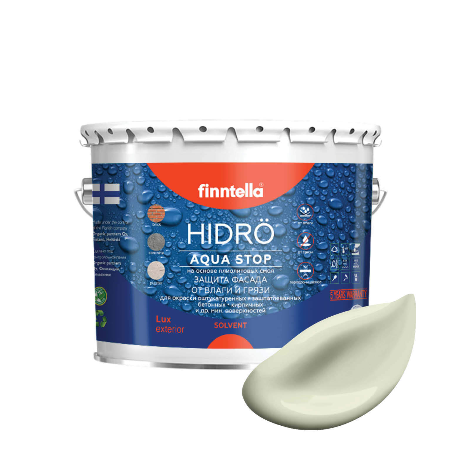 

Краска HIDRO, LOOTUS пастельно зеленовато-желтый, 2,7л, HIDRO самоочищающаяся фасадная со свойствами лотоса, плиолит-полиуретановая