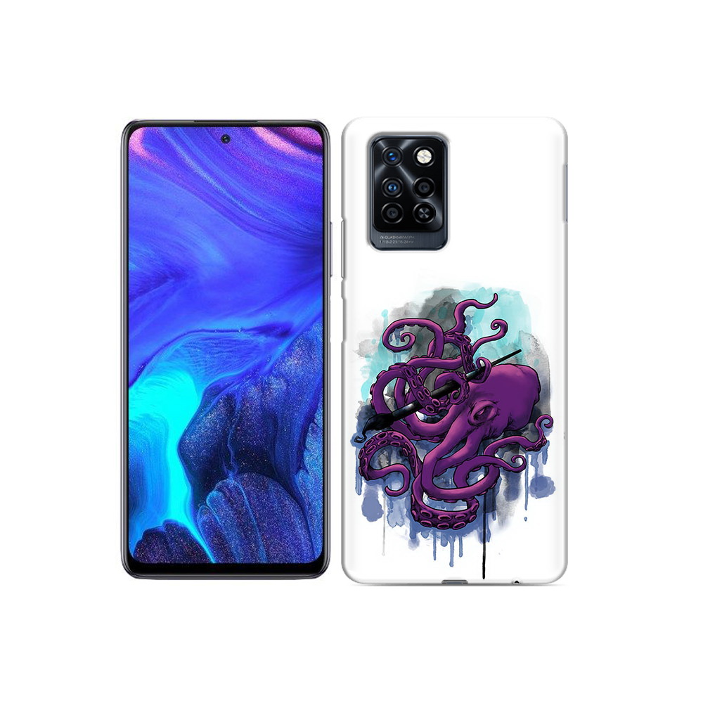 

Чехол MyPads Tocco для Infinix Note 10 Pro фиолетовый осьминог, Прозрачный, Tocco
