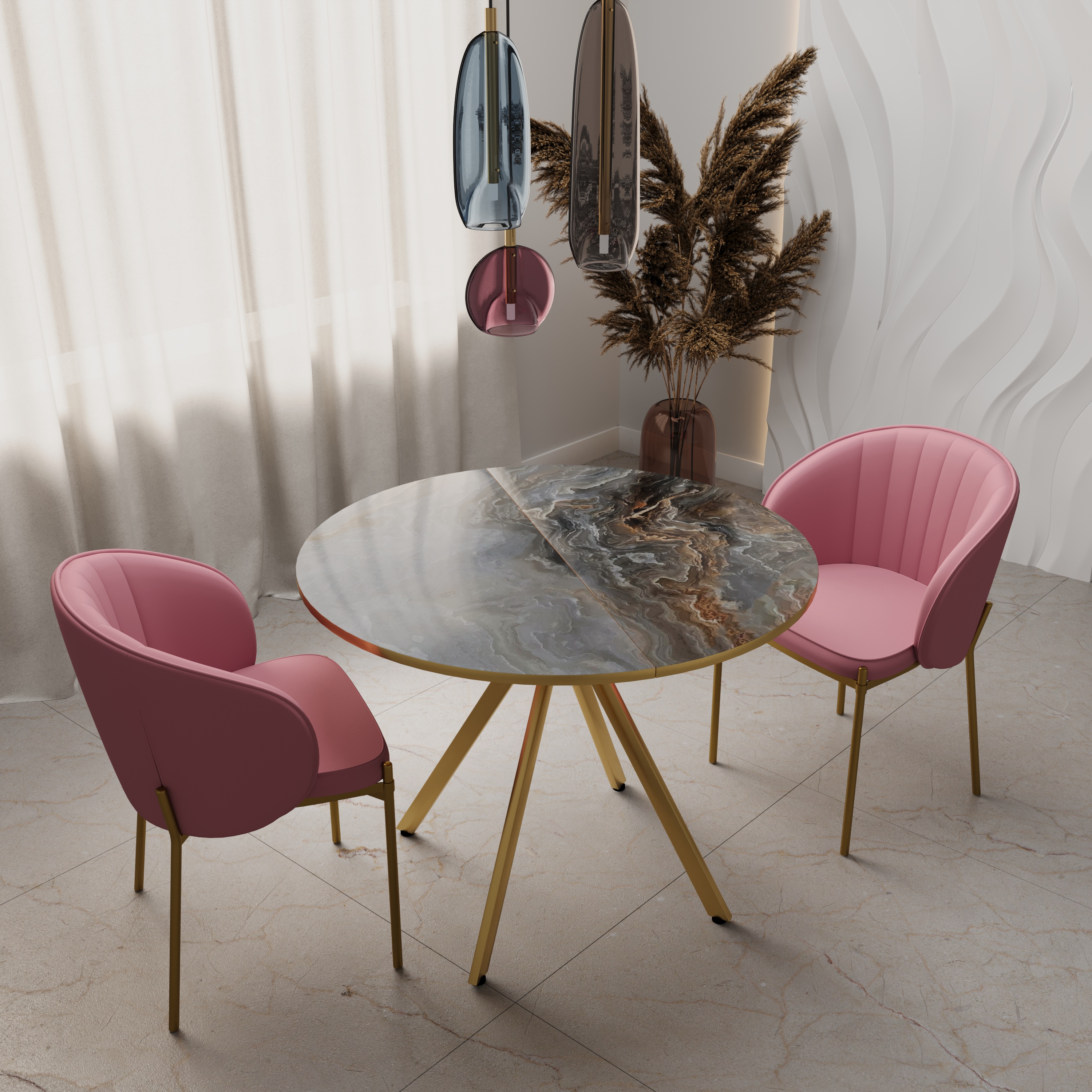 Стол обеденный Hesby Olimp 10013010076см мрамор золото 38152₽