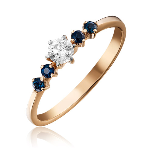 

Кольцо из золота р. 17,5 PLATINA jewelry 01-0467-00-105-1110-30, сапфир\бриллиант, 01-0467-00-105-1110-30