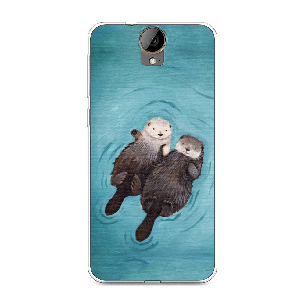

Чехол Awog на HTC One E9 Plus "Парочка бобров", Голубой, 102250-10