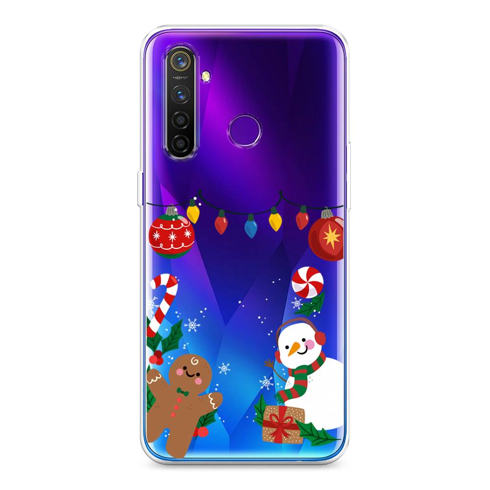 

Чехол на Realme 5 Pro "Новогоднее настроение", Коричневый;красный;зеленый, 251650-5