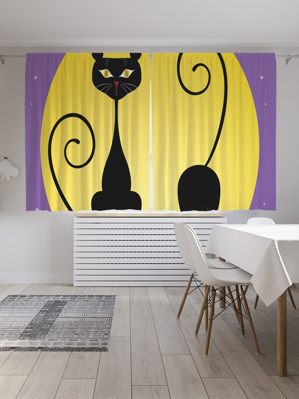 

Классические шторы JoyArty "Ночные коты", серия Oxford DeLux, 2 полотна 145x180 см, Ночные коты