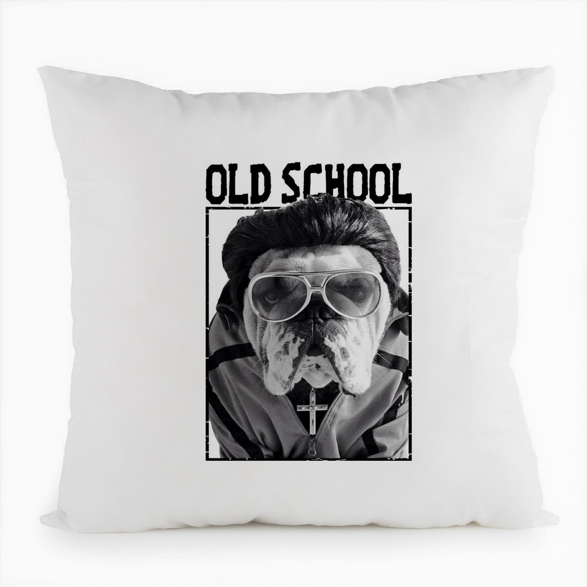 

Подушка белая CoolPodarok Old scool Бульдог, Белый