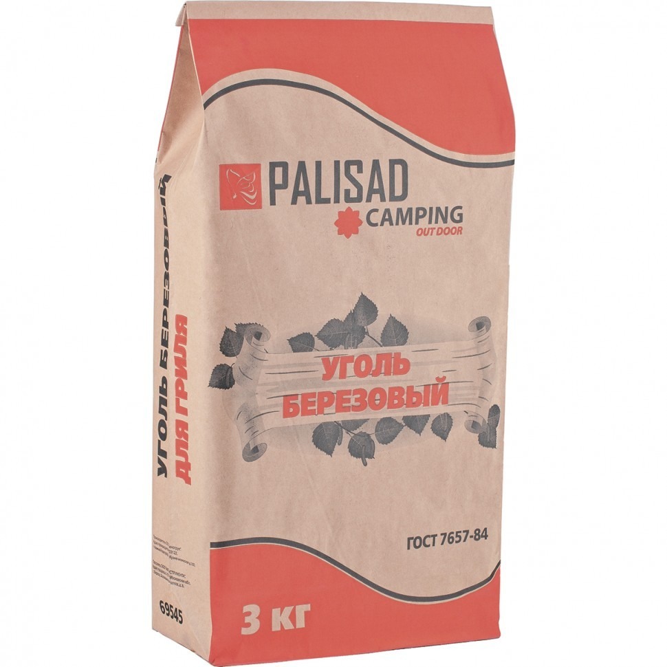 Уголь березовый, 3 кг  Camping Palisad PALISAD 69545  1шт